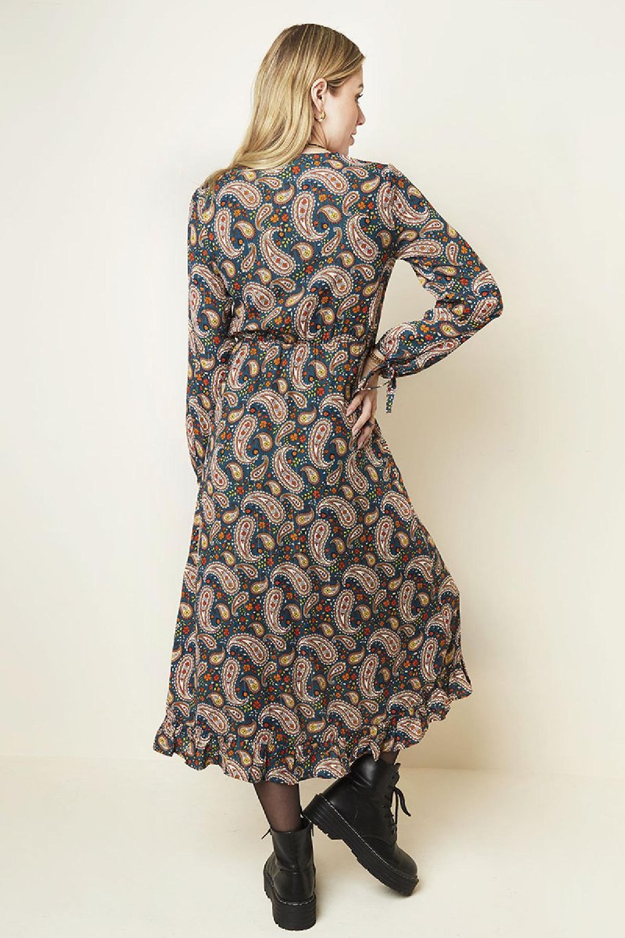 Robe Paisley Print Bleu foncé S Image3