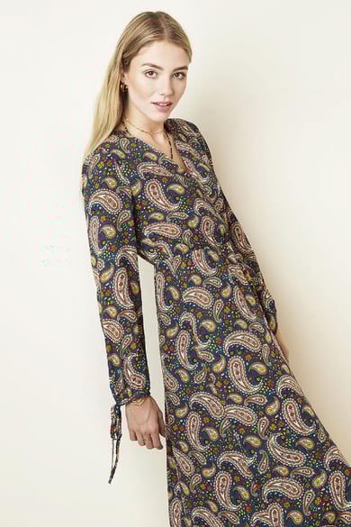 Robe Paisley Print Bleu foncé S h5 Image4