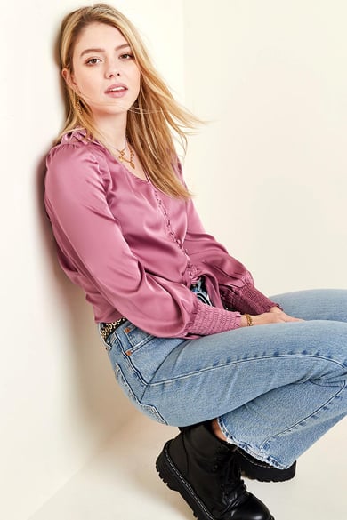 Blouse Satin Feel    Groen S h5 Afbeelding2