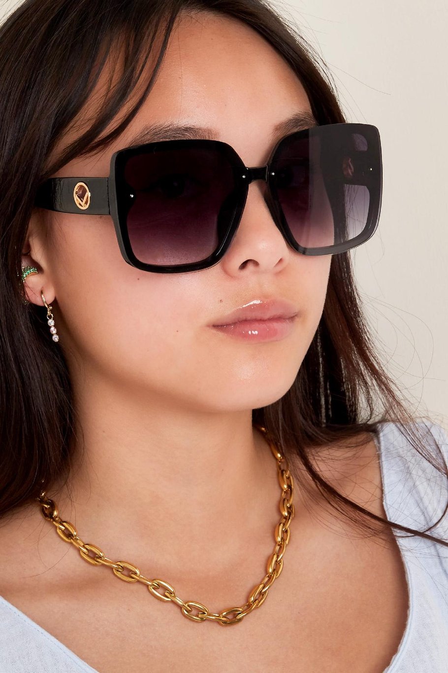 Lunettes de soleil de forme carrée Marron Plastique One size Image2