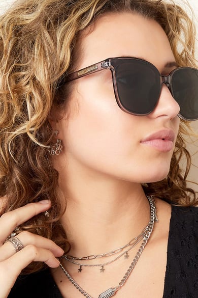 Lunettes De Soleil Lisses Gris Foncé Plastique One size h5 Image3