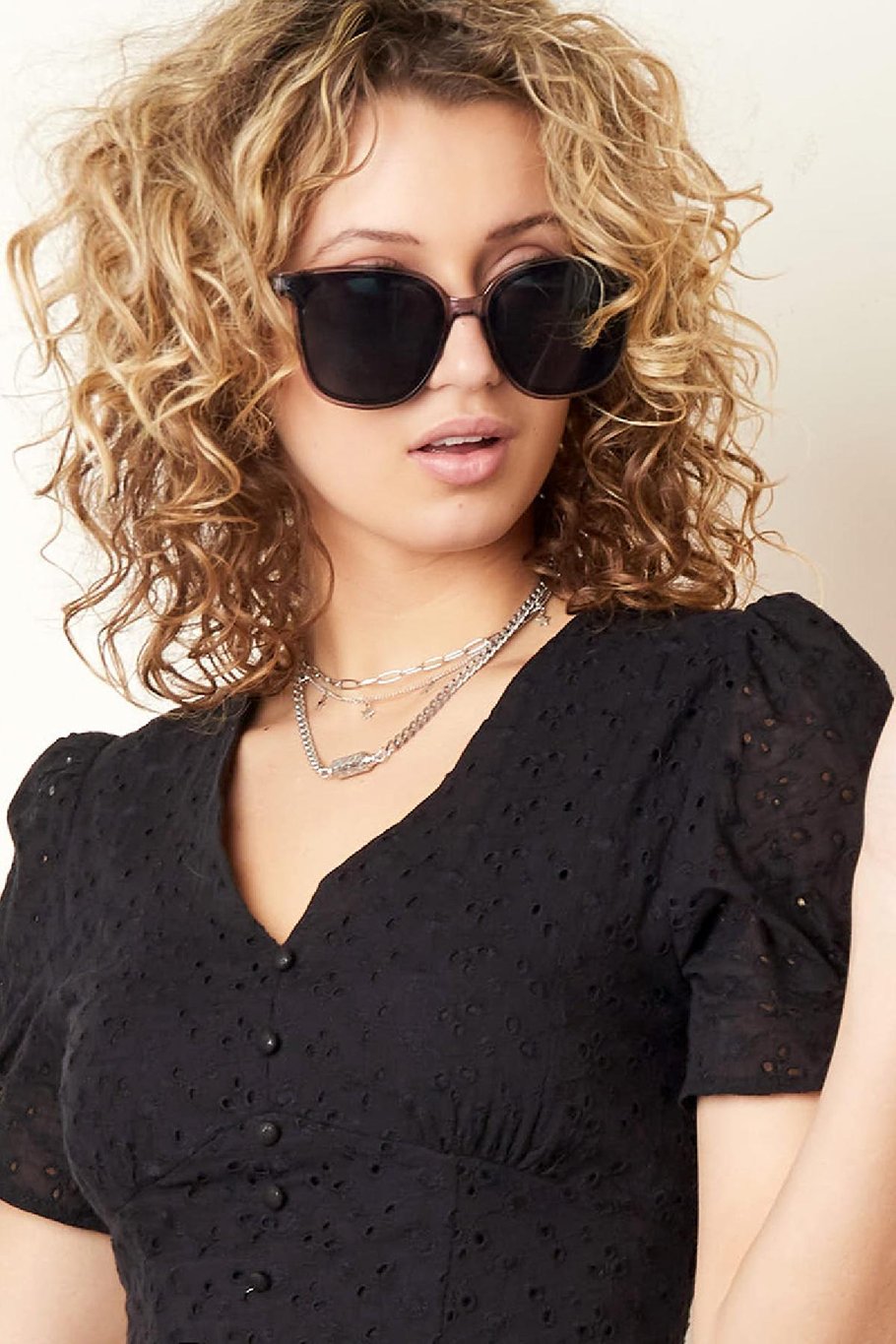 Lunettes De Soleil Lisses Gris Foncé Plastique One size Image2