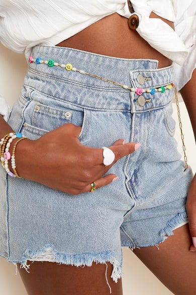 Waist chain smileys &amp; pearls Gold Color Stainless Steel h5 Picture3