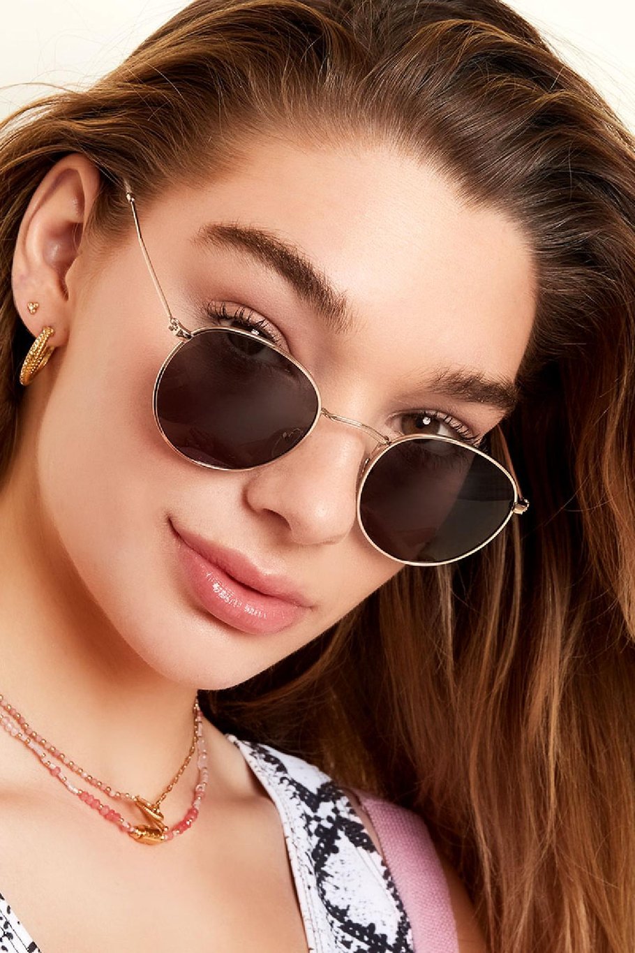 Sunglasses with thin frame Grey &amp; Gold Color Metal One size Picture6