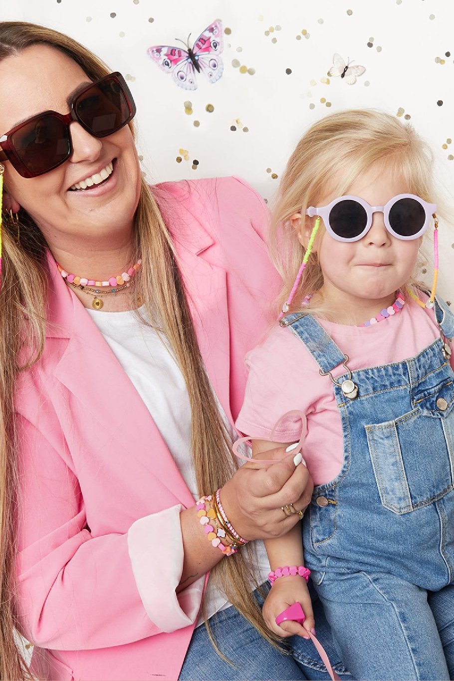 Adulte - Cordon à lunettes Perles et Cœurs - Collection Mère Fille Multicouleur Acier inoxydable Image2