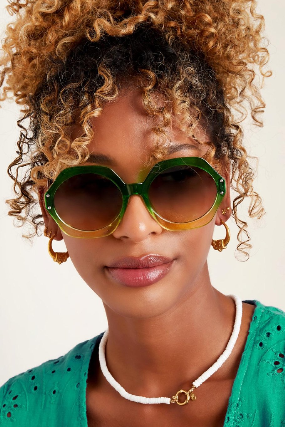 Bunte achteckige Sonnenbrille Lila PC One size Bild2