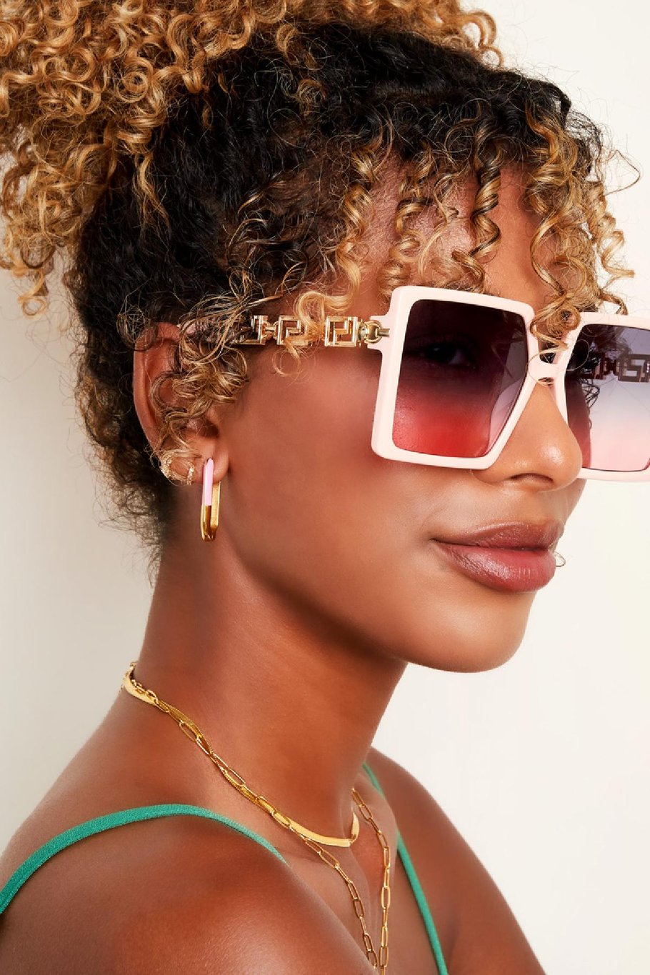 Lunettes de soleil carrées Rose PC One size Image3