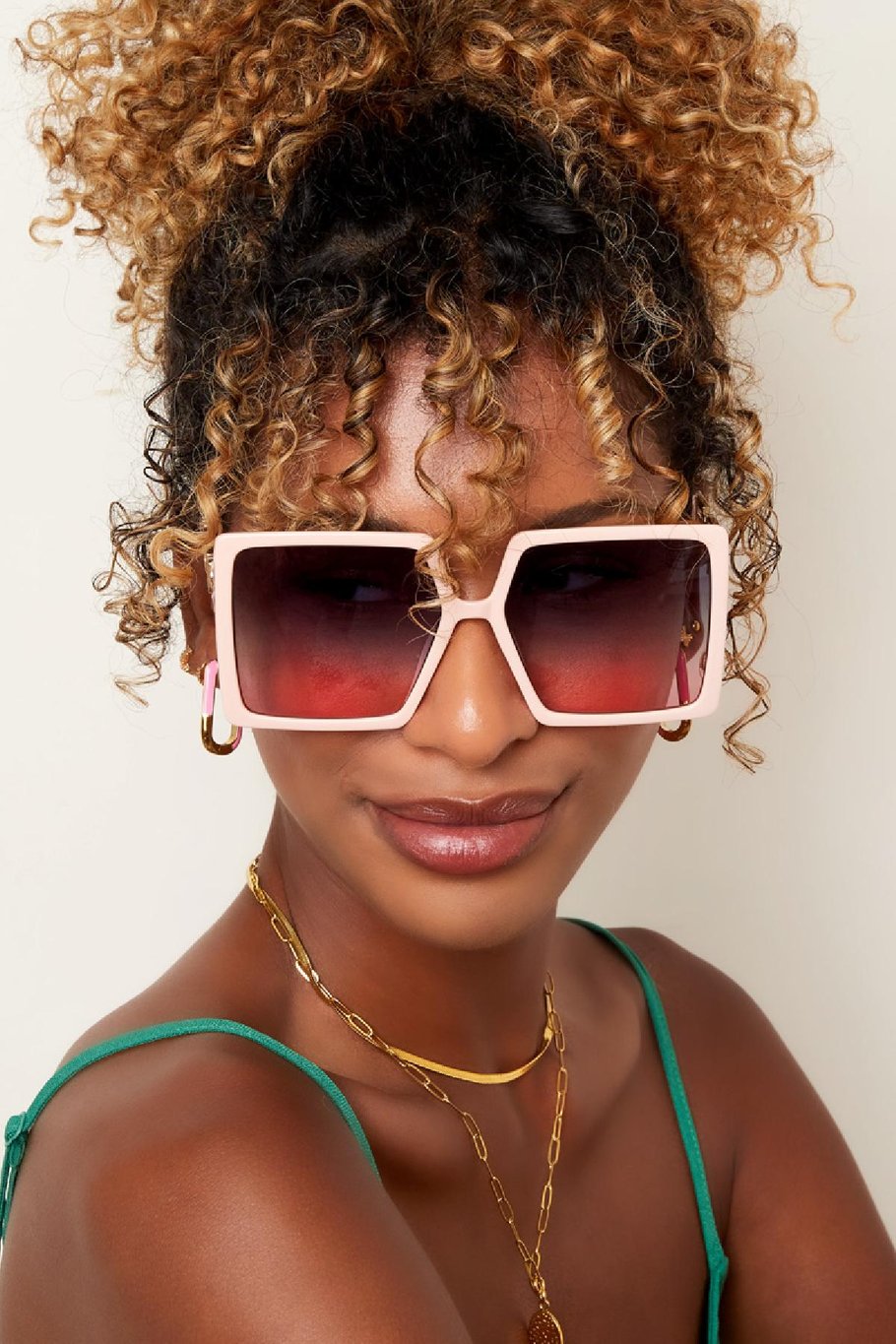 Lunettes de soleil carrées Rose PC One size Image2