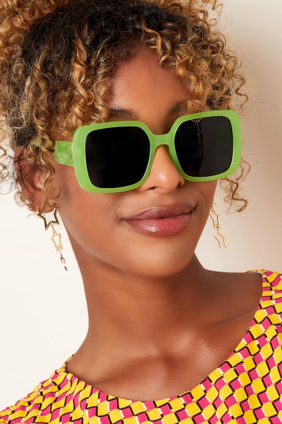 Große bunte Sonnenbrille Grün PC One size Bild5