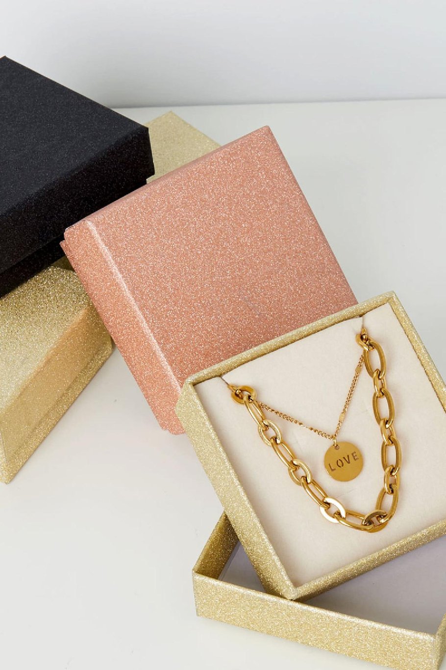 Jewelery boxes glitter Pink & Gold Color Paper h5Picture2