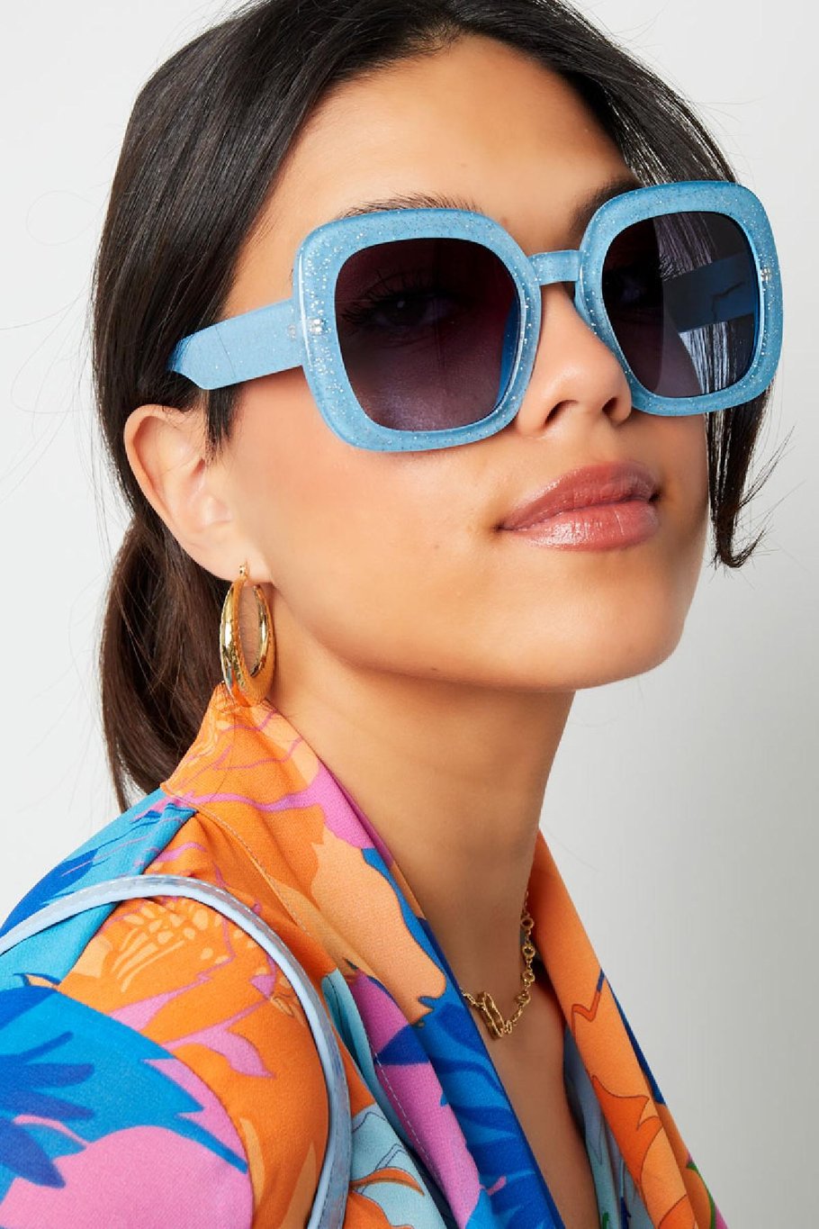 Lunettes de soleil basiques avec détails Bleu PC Taille unique Image2