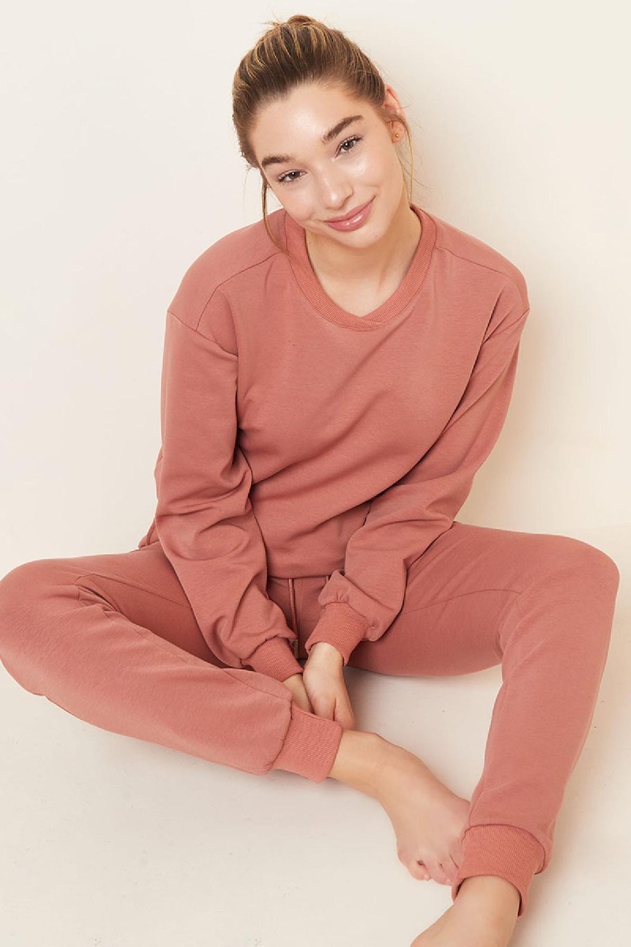 Suéter cómodo estilo casual Beige S Imagen2