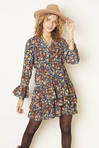 Jurk Flower Bush Bruin S h5 Afbeelding2