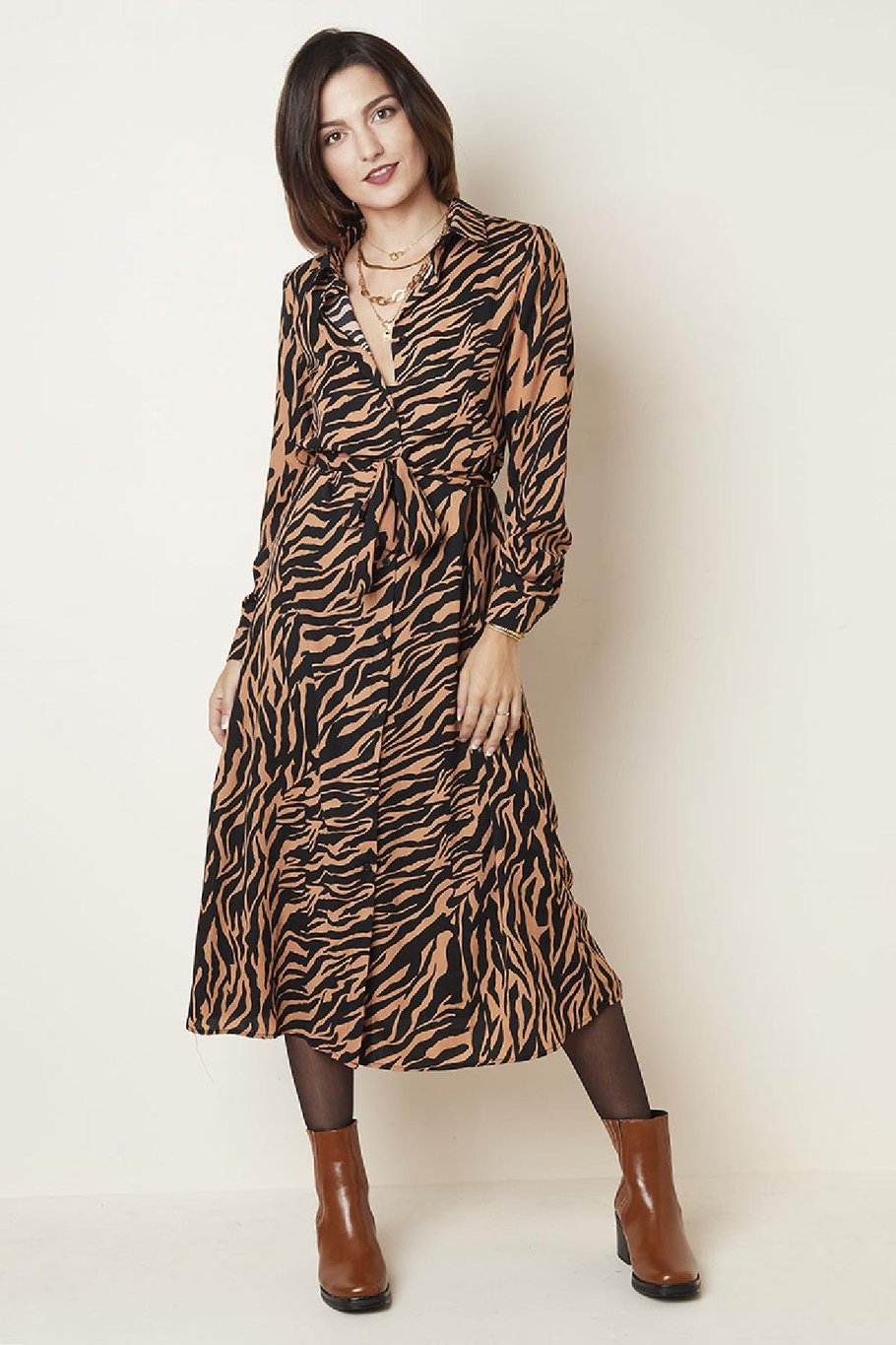 Kleid Animal Print Camel S Bild2