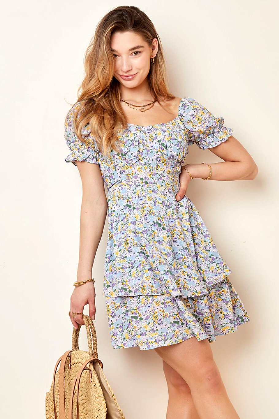 Robe Fleurie Eté Bleu S Image4