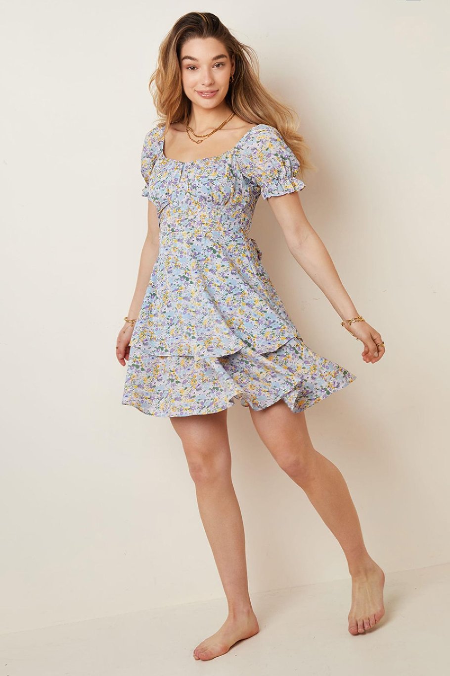 Robe Fleurie Eté Bleu S Image5