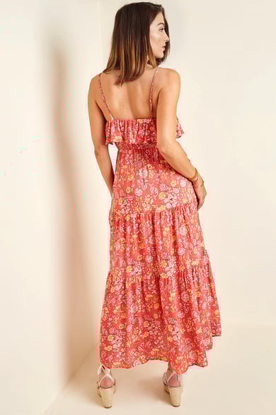 Maxikleid Vintage Blumen Rot S h5 Bild8