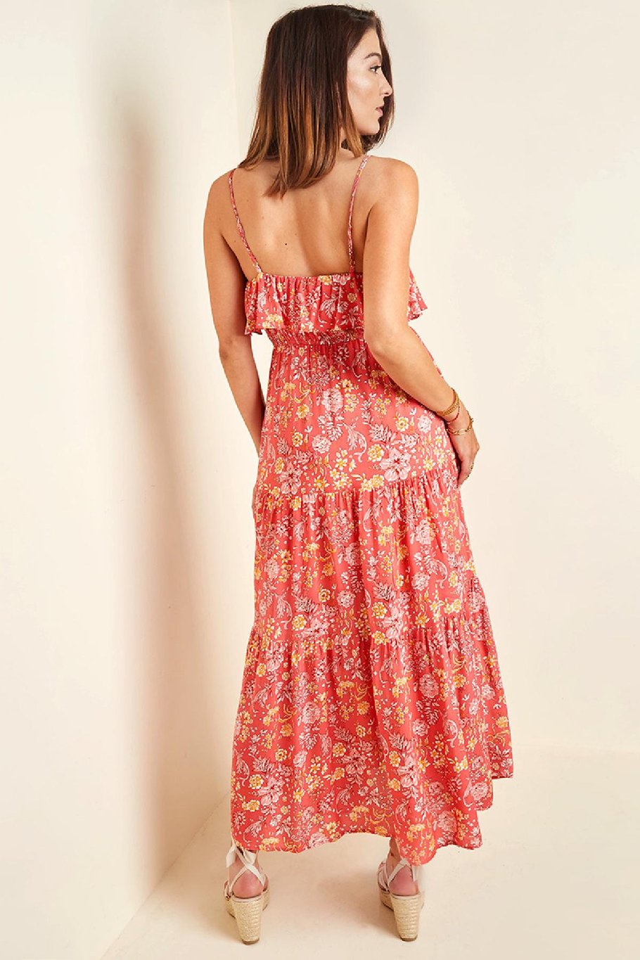 Maxikleid Vintage Blumen Rot S Bild8
