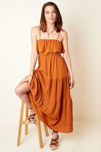 Schlichtes Boho Kleid Braun Lila S h5 Bild2