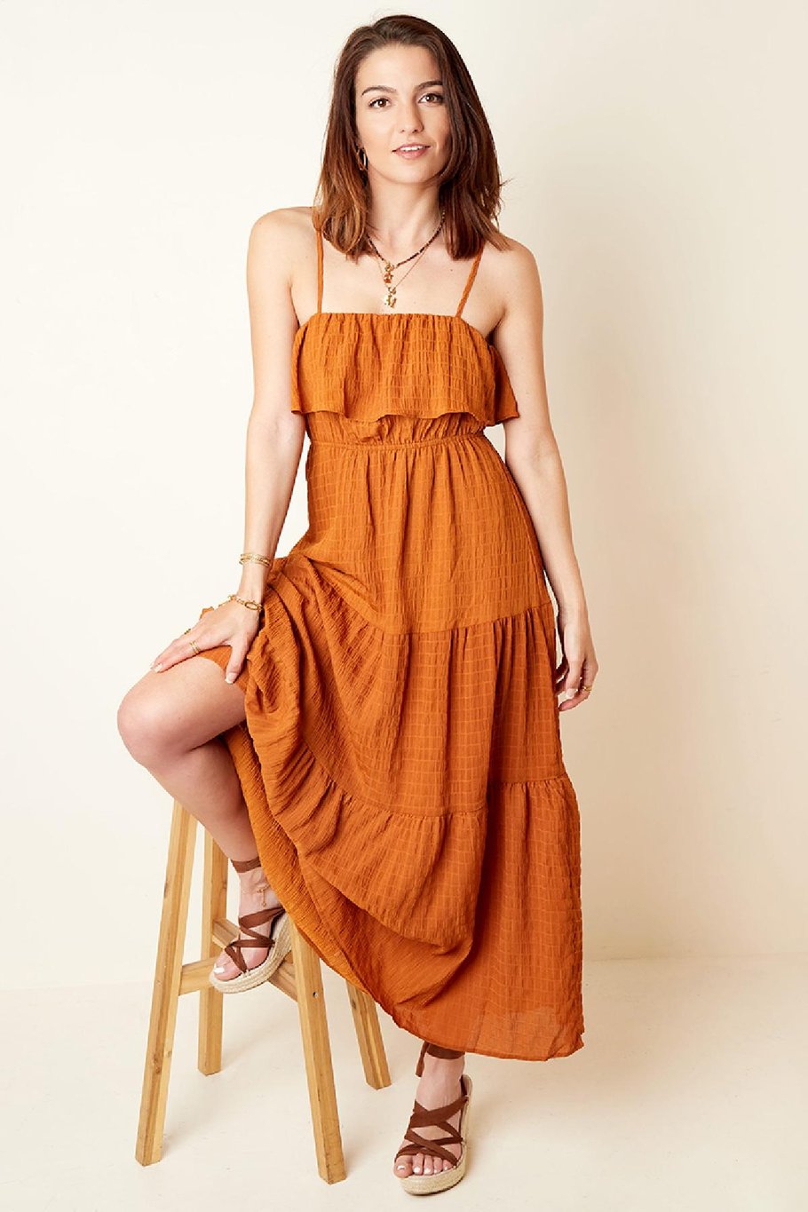 Schlichtes Boho Kleid Braun Lila S Bild2