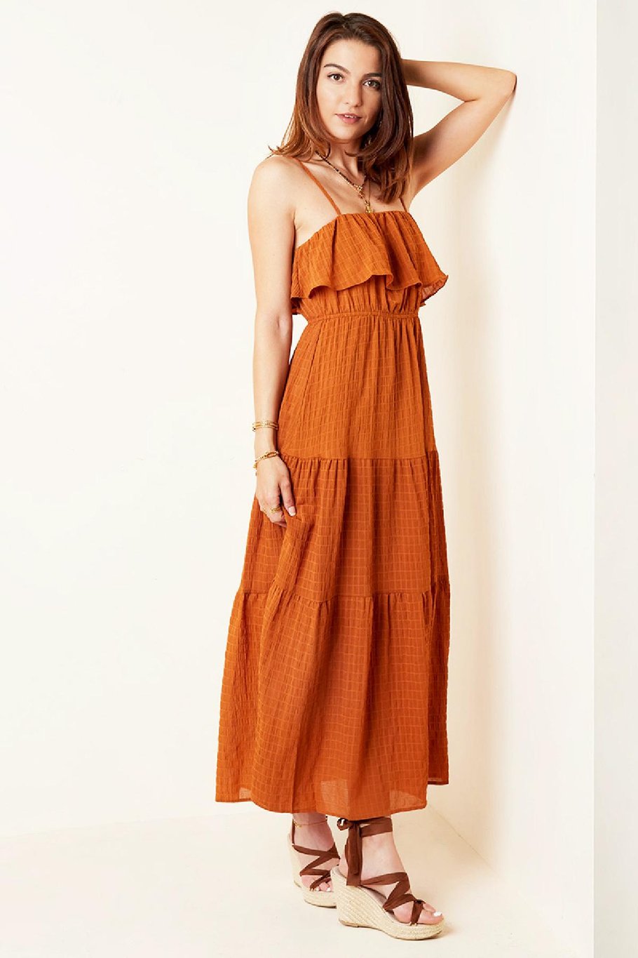 Schlichtes Boho Kleid Braun Lila S Bild3