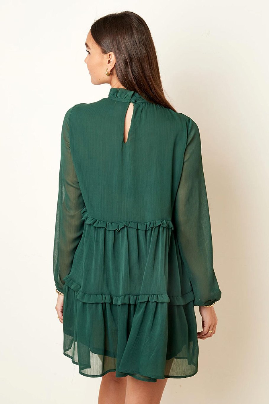 Ruffle chiffon dress Blue S Picture7