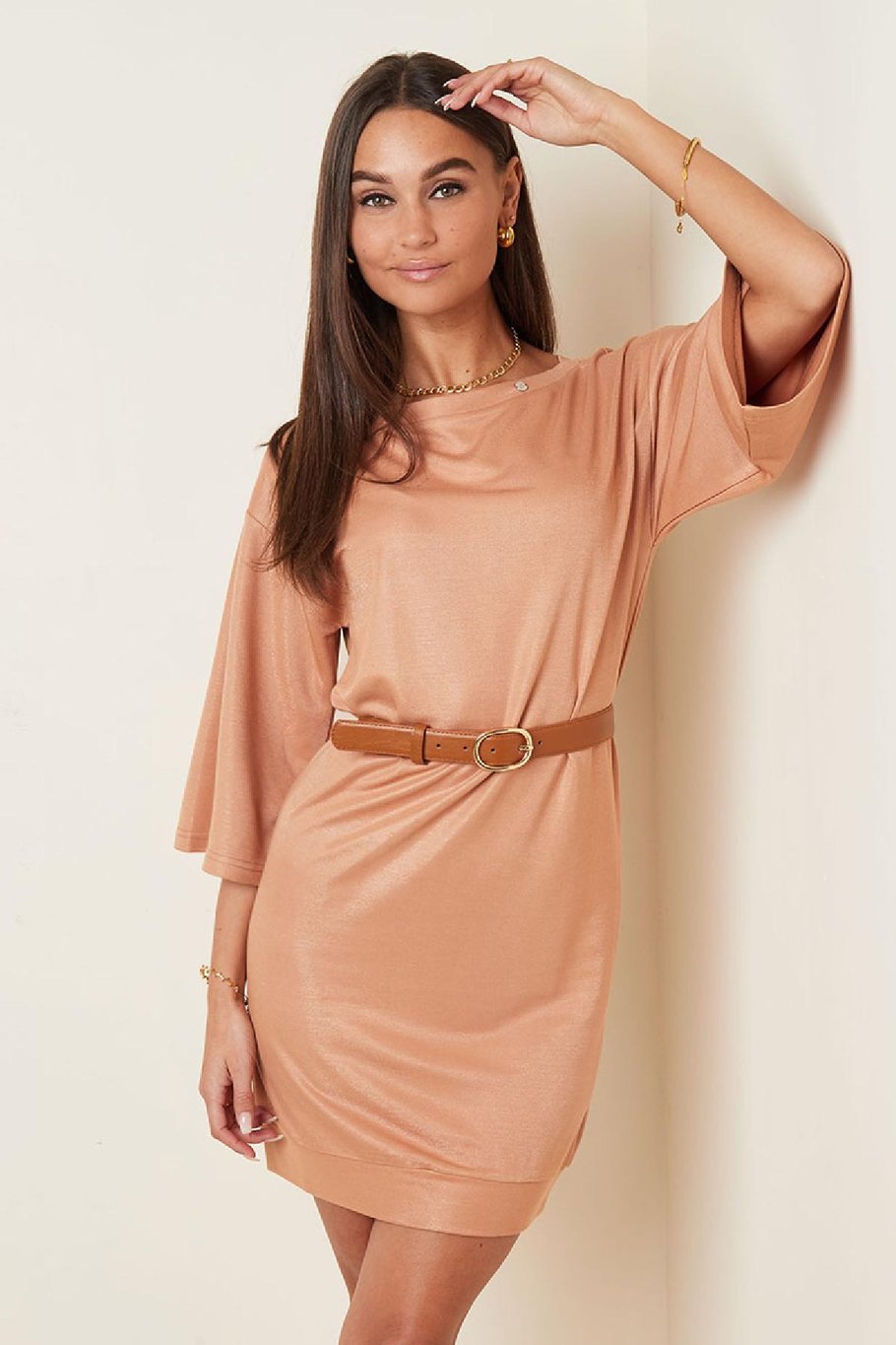 T-shirt dress with shiny coating Grey S Picture3