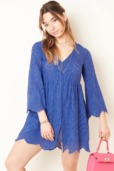 Broderie-Kleid Weiß S h5 Bild6