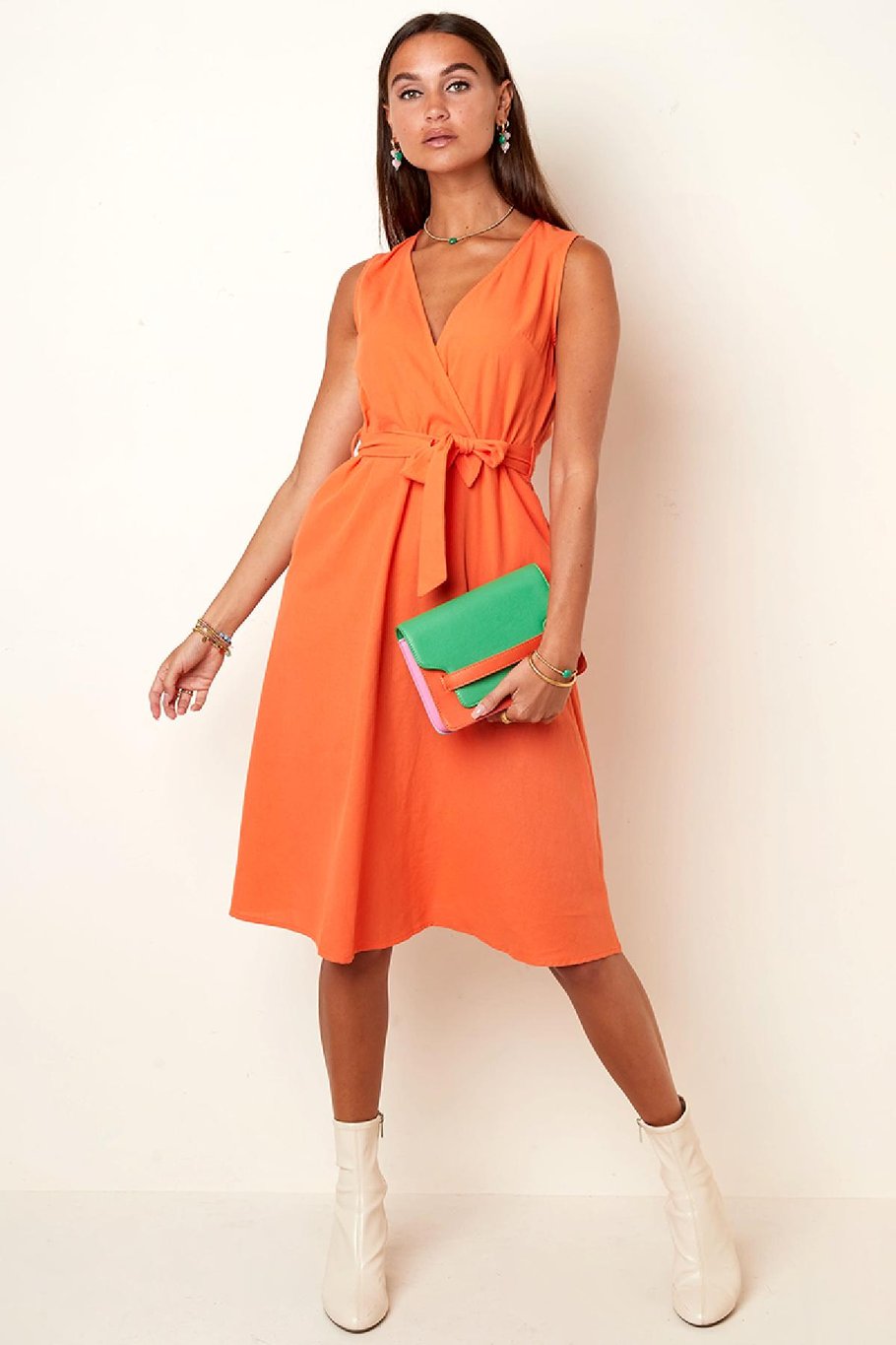 Baumwollkleid mit Taschen Offwhite S Bild4