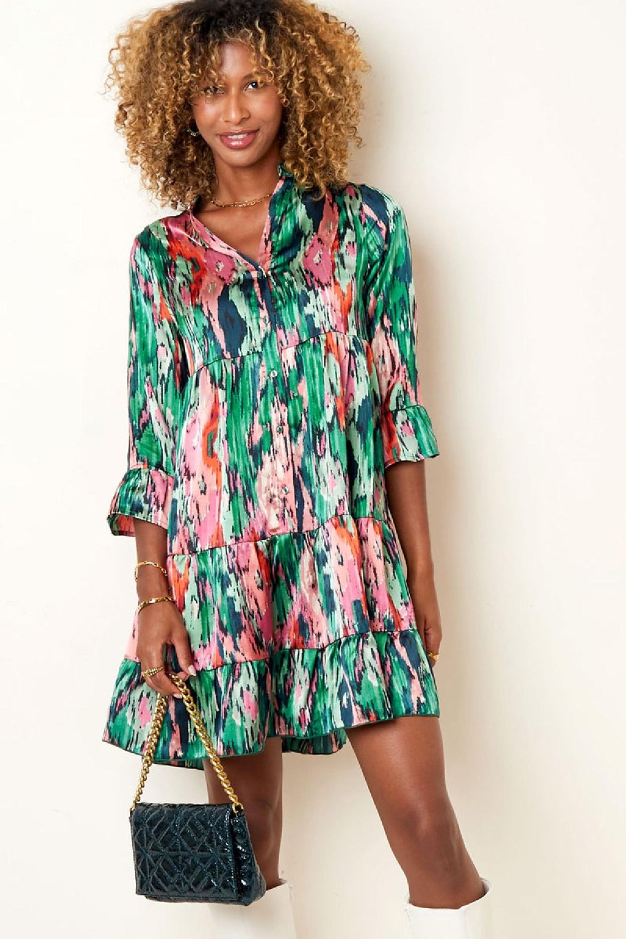Robe aux couleurs d'automne Vert S Image2