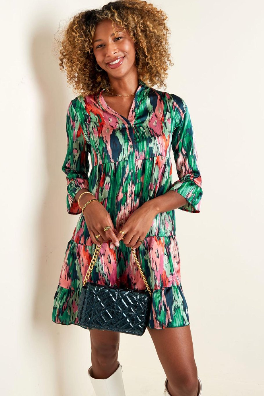 Robe aux couleurs d'automne Vert S Image5
