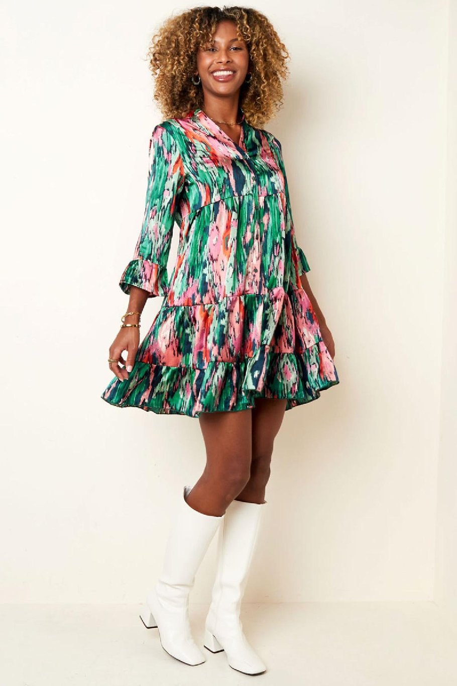 Robe aux couleurs d'automne Vert S Image3