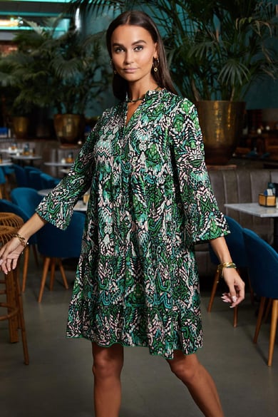 Robe d'automne à imprimé abstrait Vert S h5 Image3