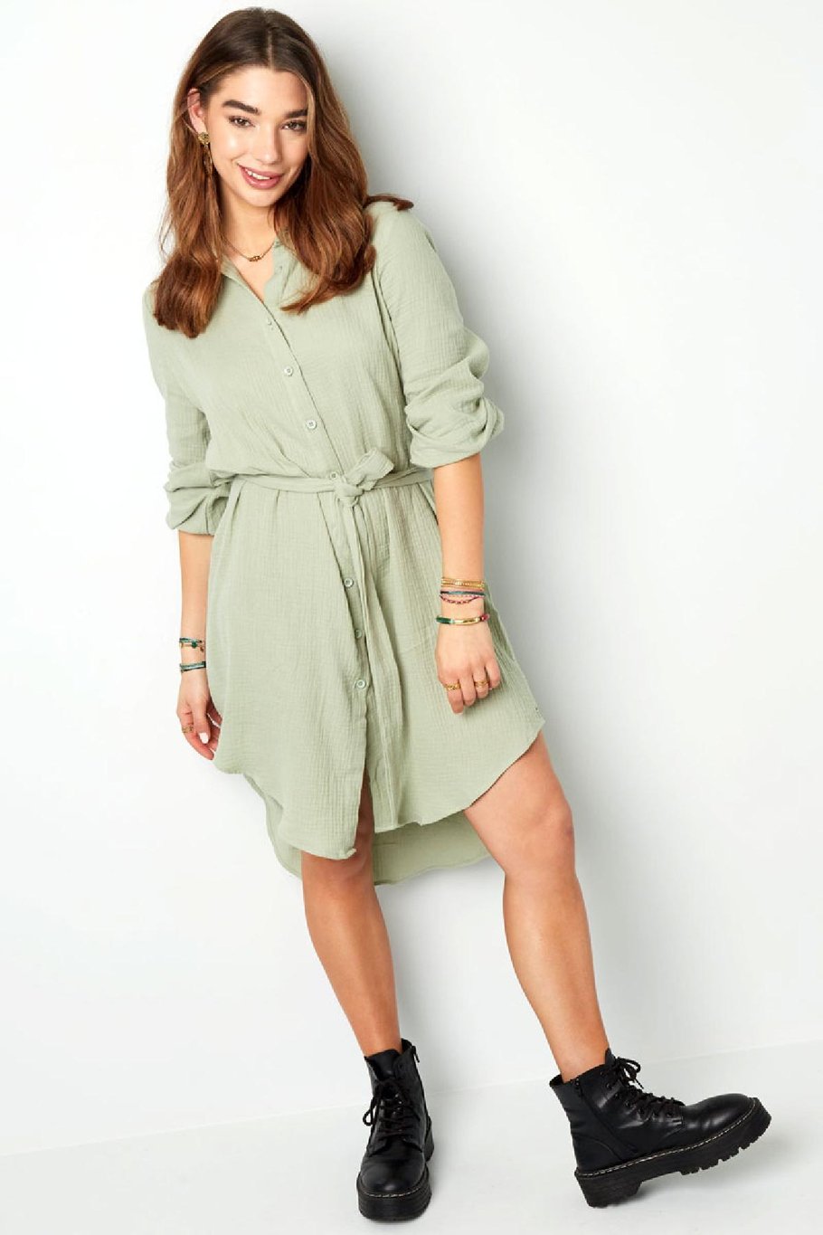 Basic-Kleid mit Knöpfen Schwarz S Bild3