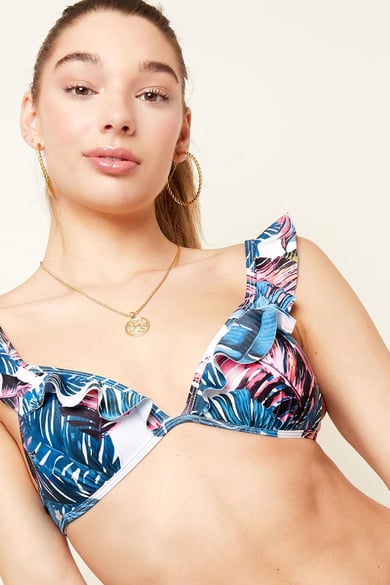 Bikini fleuri à volants Rose L h5 Image5