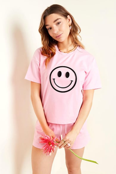 T-shirt met smiley Appel groen S h5 Afbeelding3