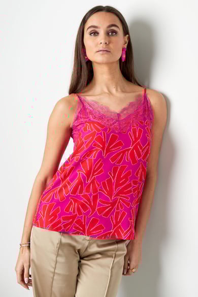 Top stampa colorata con pizzo Yellow S h5 Immagine2