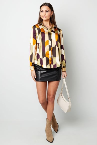 Bluse mit Grafikdruck Beige S h5 Bild5