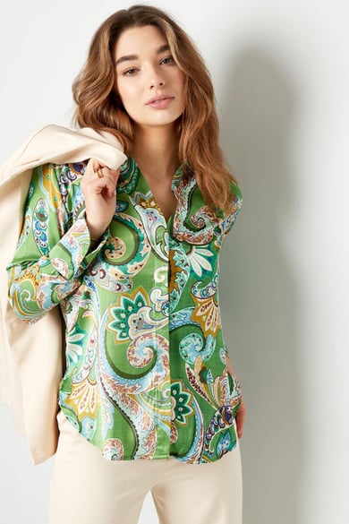 Blouse met vrolijke print Oranje S h5 Afbeelding3