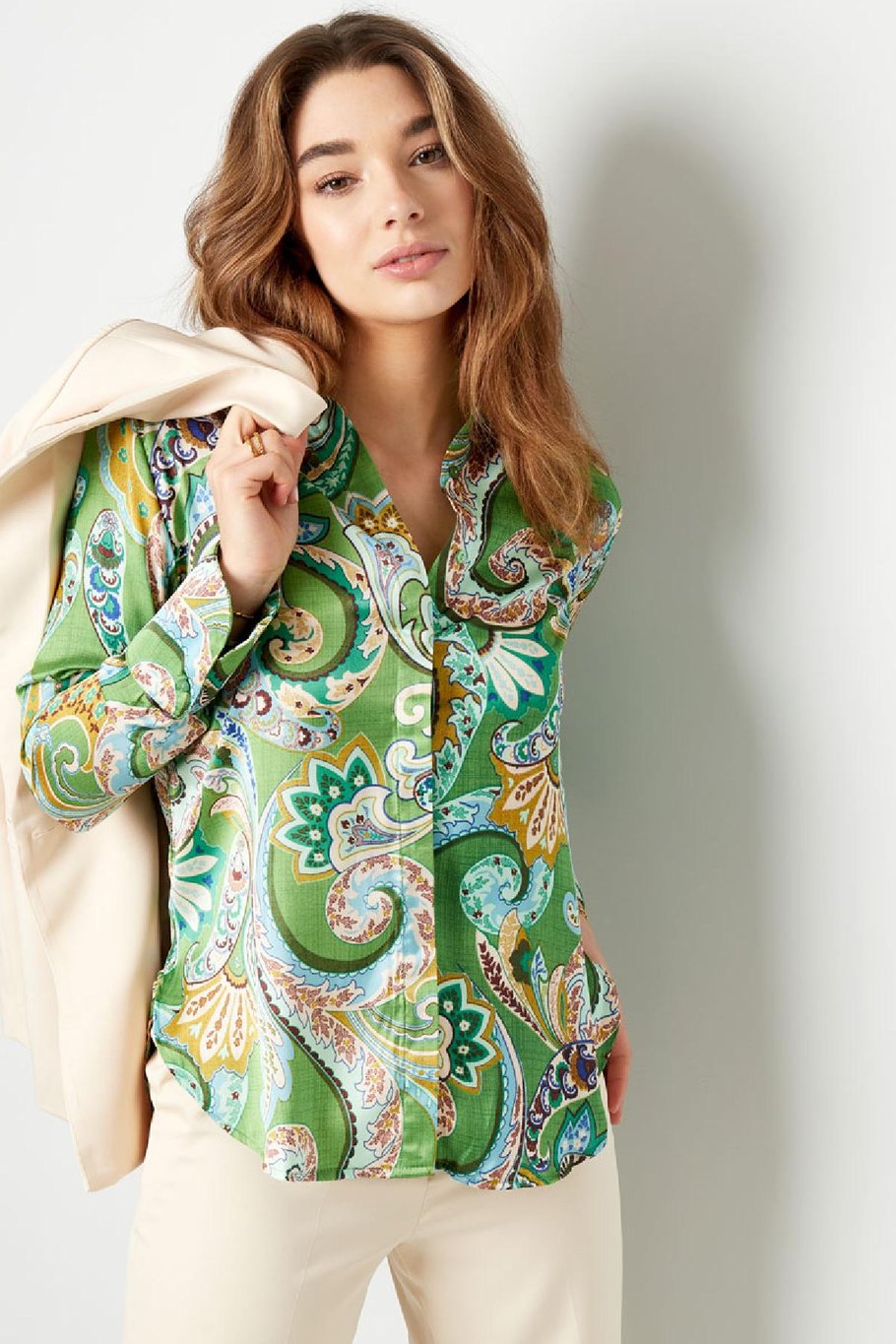 Blouse met vrolijke print Oranje S Afbeelding3