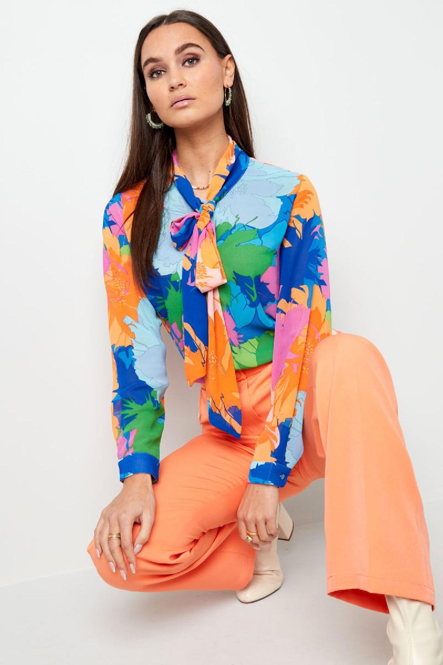 Blusa cuello lazo estampado floral Multicolor S Imagen2