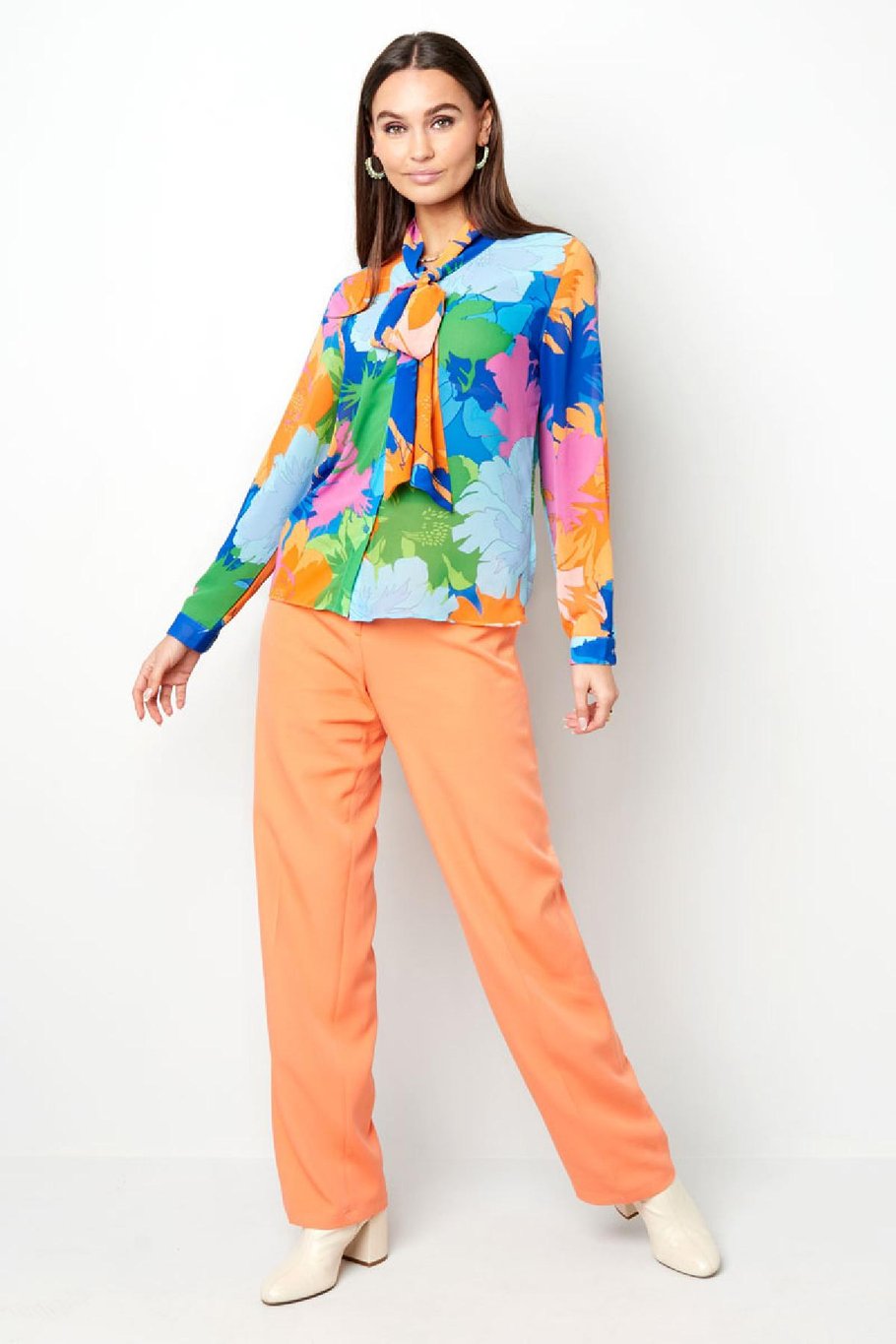 Blusa cuello lazo estampado floral Multicolor S Imagen3