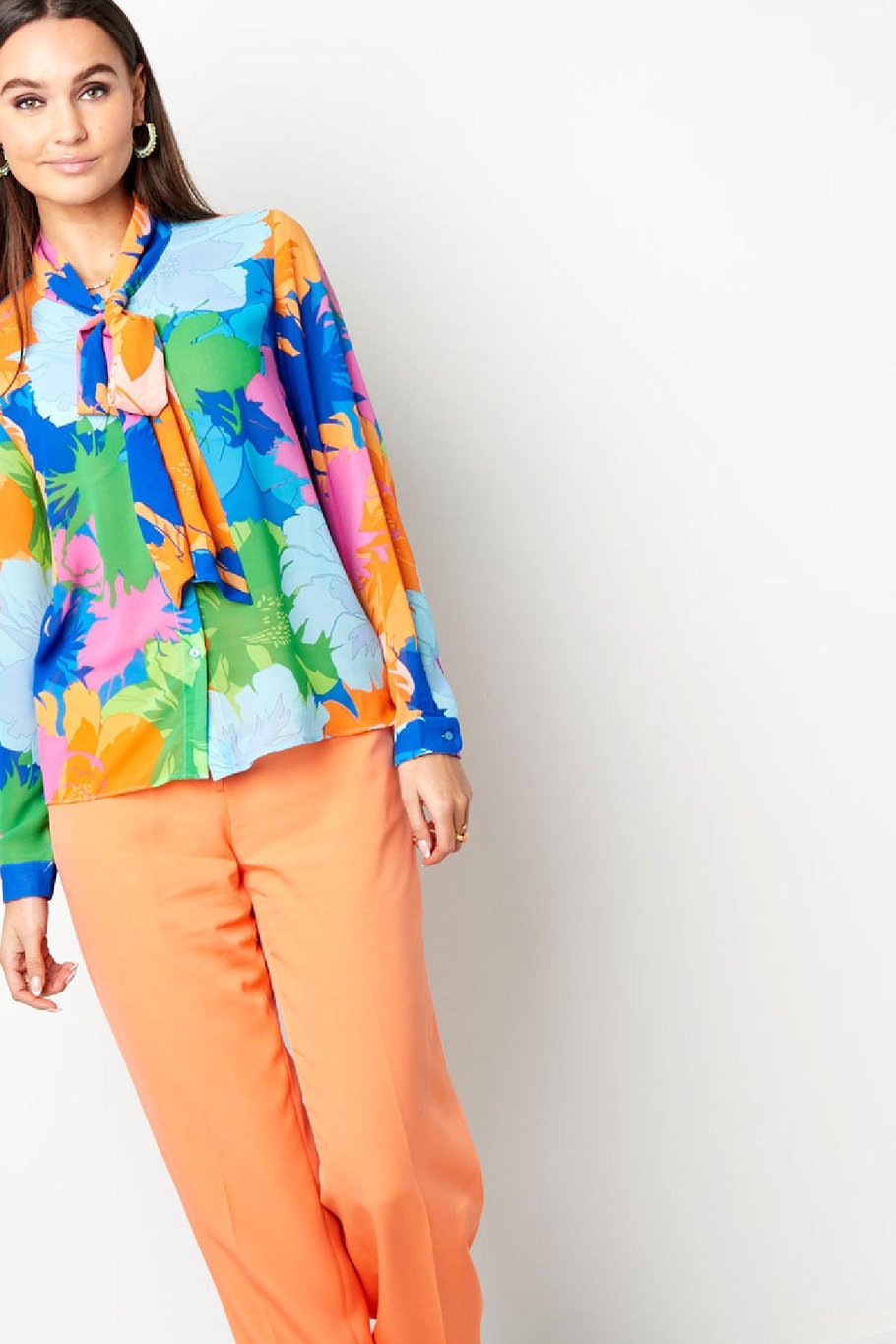 Blusa cuello lazo estampado floral Multicolor S Imagen5