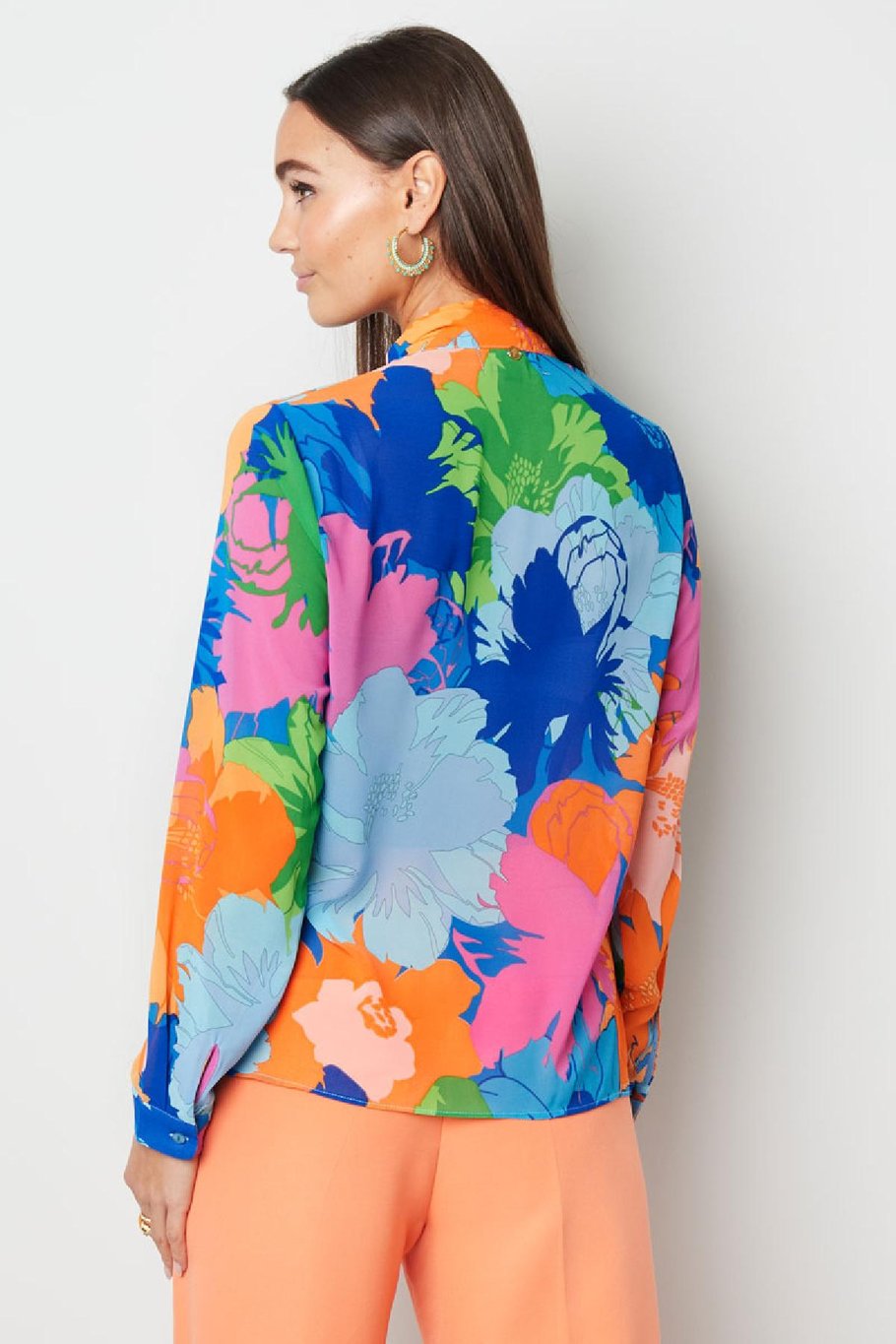 Blusa cuello lazo estampado floral Multicolor S Imagen6