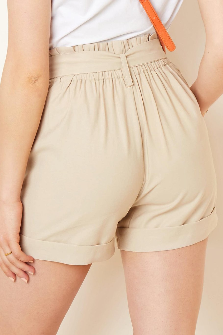 Paperbag-Shorts mit hoher Taille Schwarz S Bild9