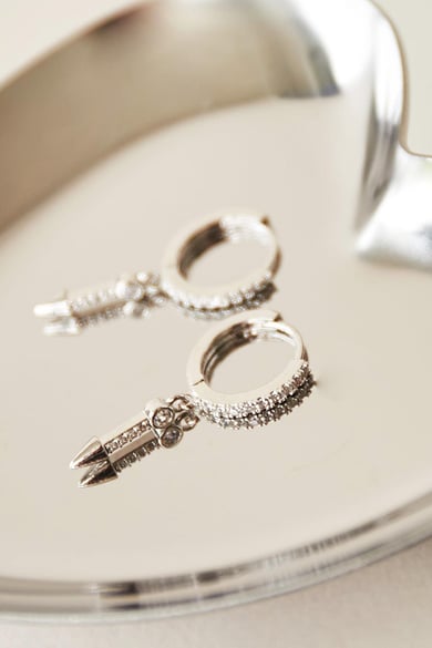 Oorbellen Arrow Rhinestones Zilver Koper h5 Afbeelding2